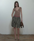 [ Pre-order ] Lace Trim Wrap Tee