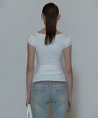 [ Pre-order ] Lace Trim Wrap Tee