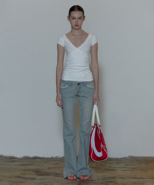 Pre-order ] Lace Trim Wrap Tee – lesson.zero
