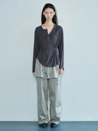 [ Pre-order ] Button Henley Neck Top