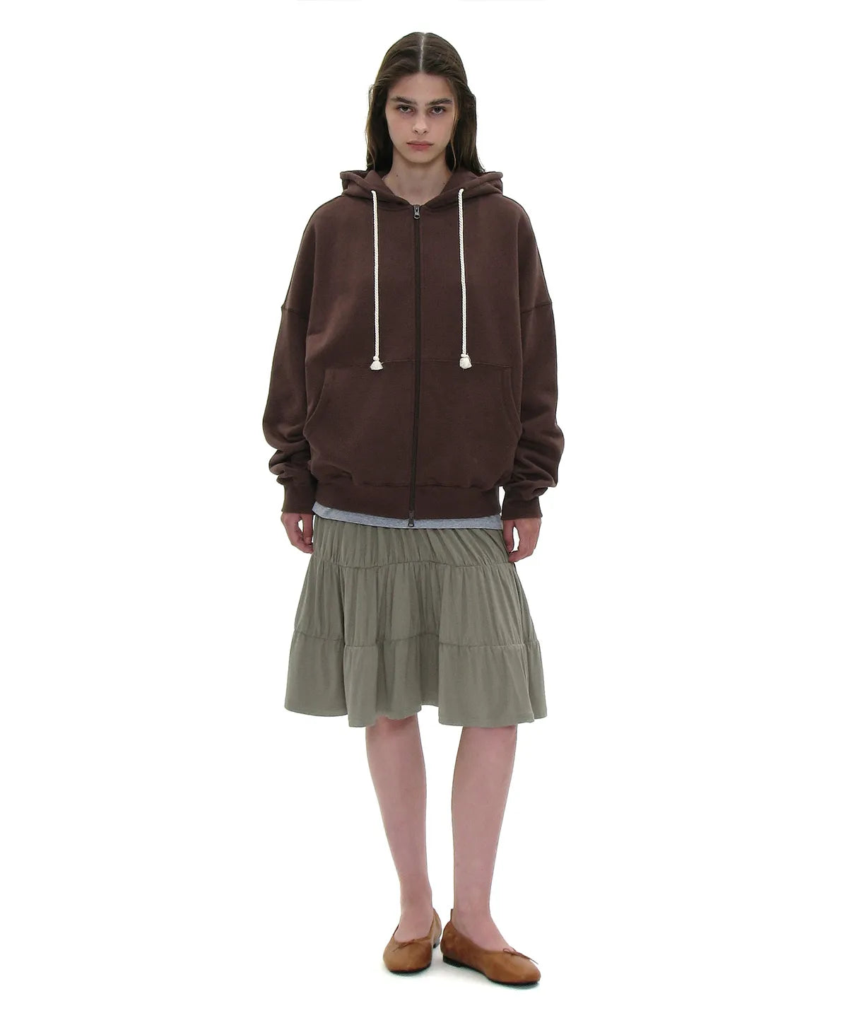 [ 店主推薦 Pre-order ] PWC Jersey Shirrimg Tiered Midi Skirt