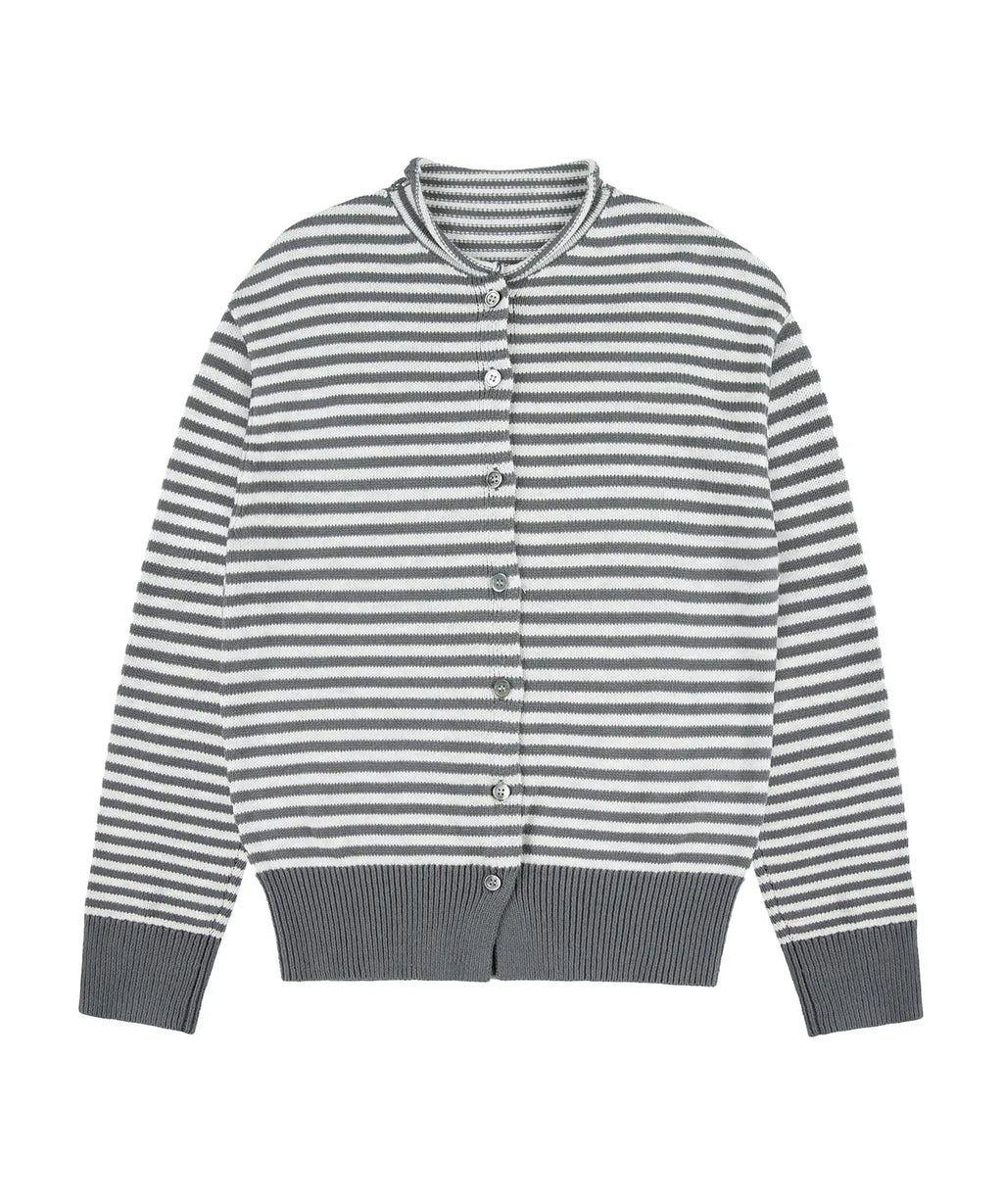 [ Pre-order ] Rockcake Stripe Logo Knit Cardigan