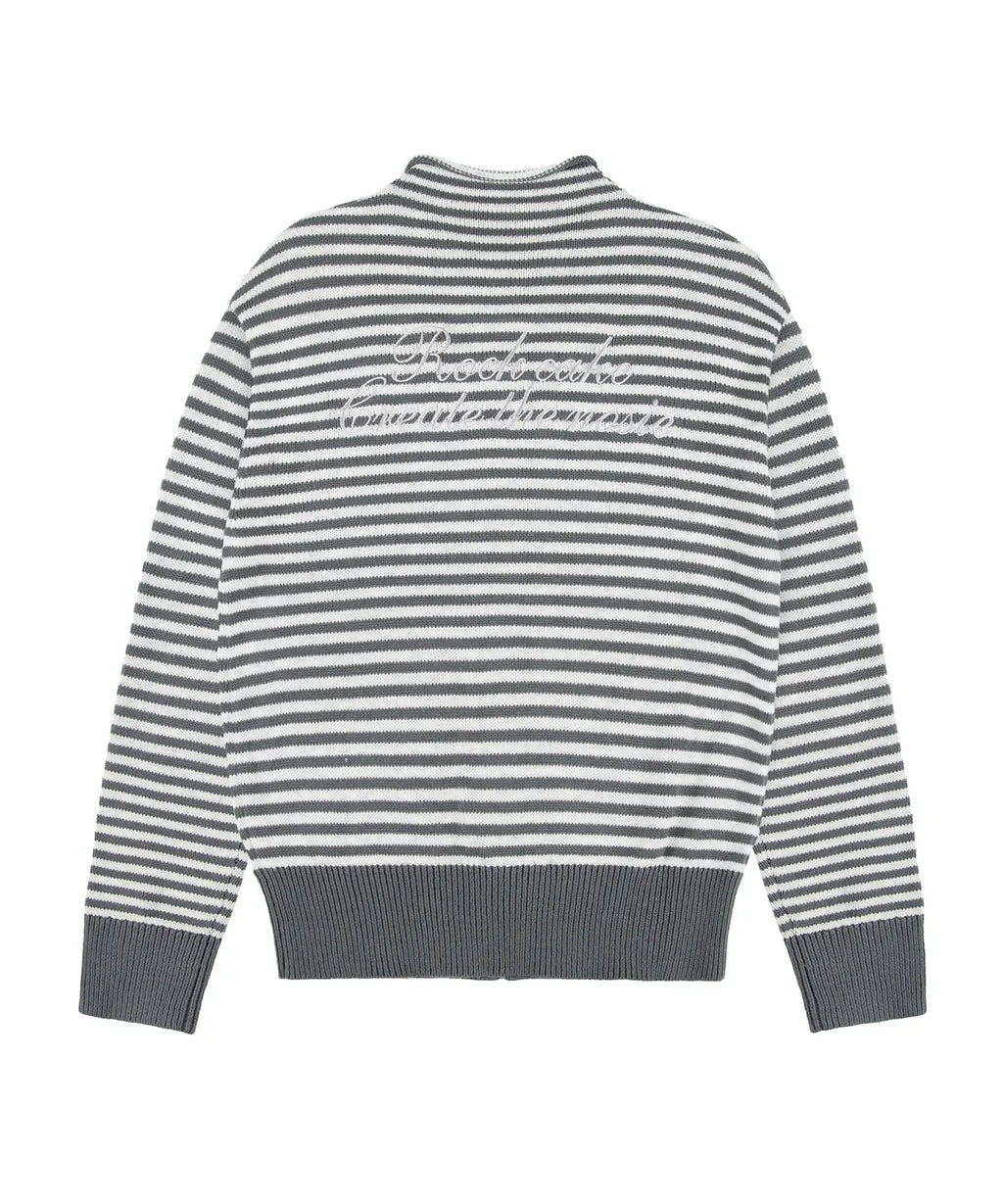 [ Pre-order ] Rockcake Stripe Logo Knit Cardigan