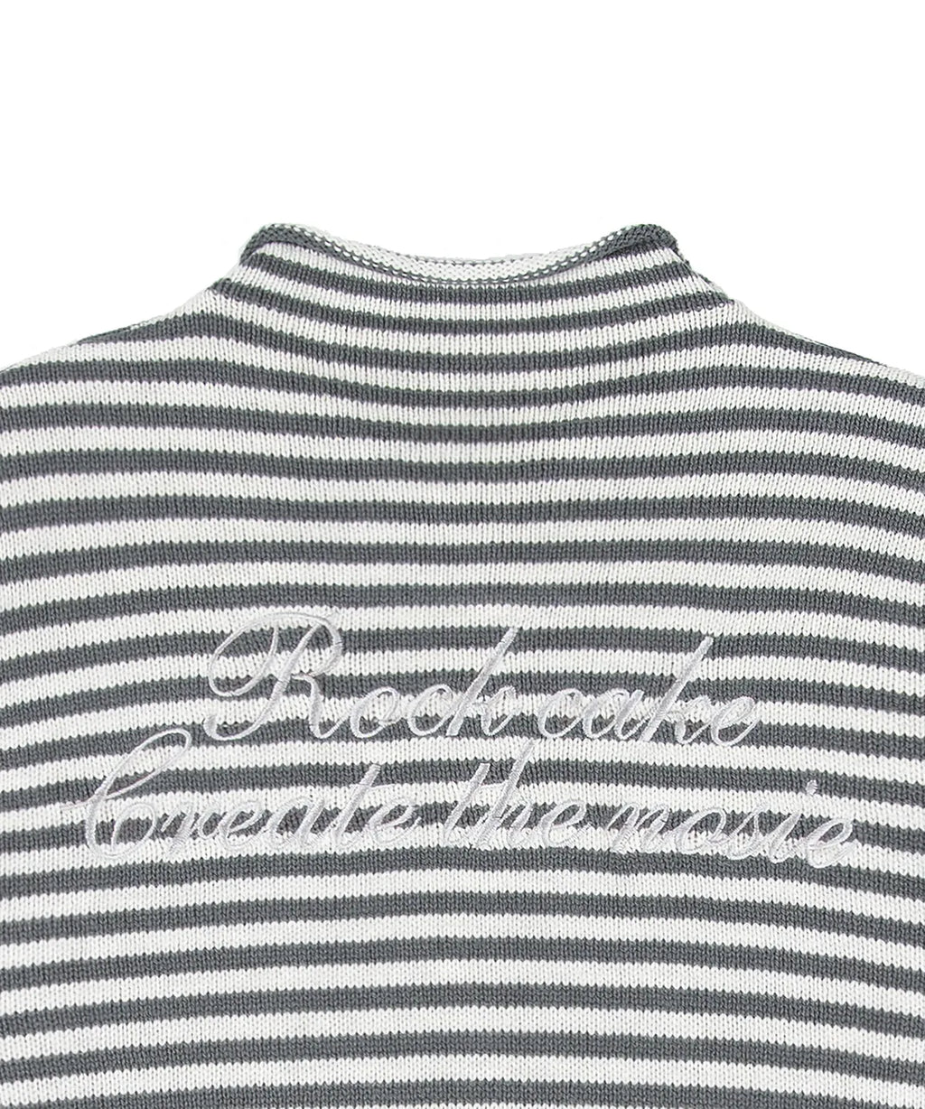[ Pre-order ] Rockcake Stripe Logo Knit Cardigan