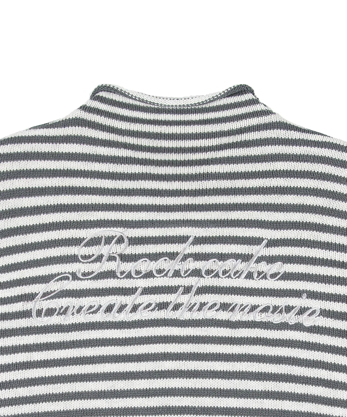 [ Pre-order ] Rockcake Stripe Logo Knit Cardigan