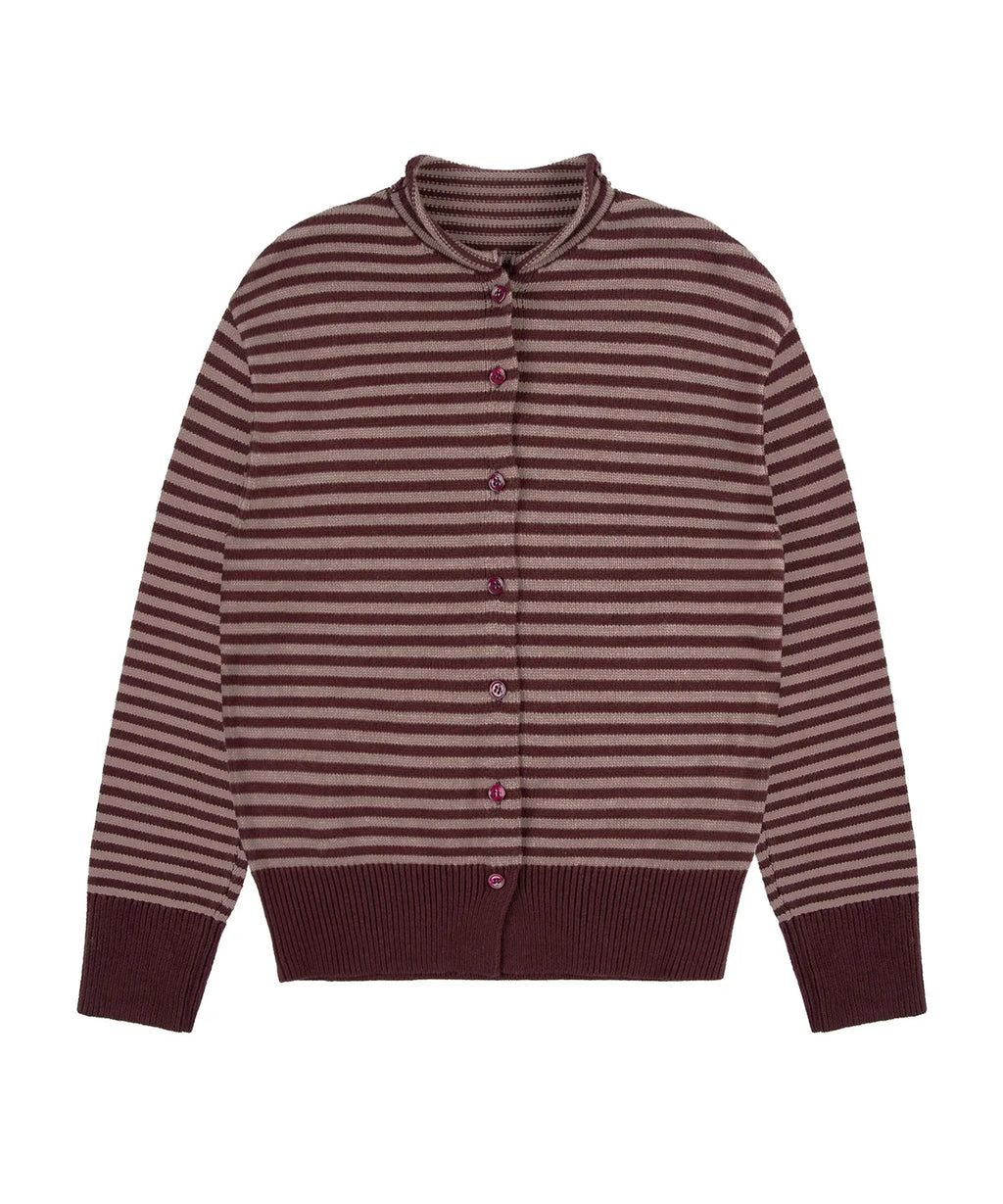 [ Pre-order ] Rockcake Stripe Logo Knit Cardigan