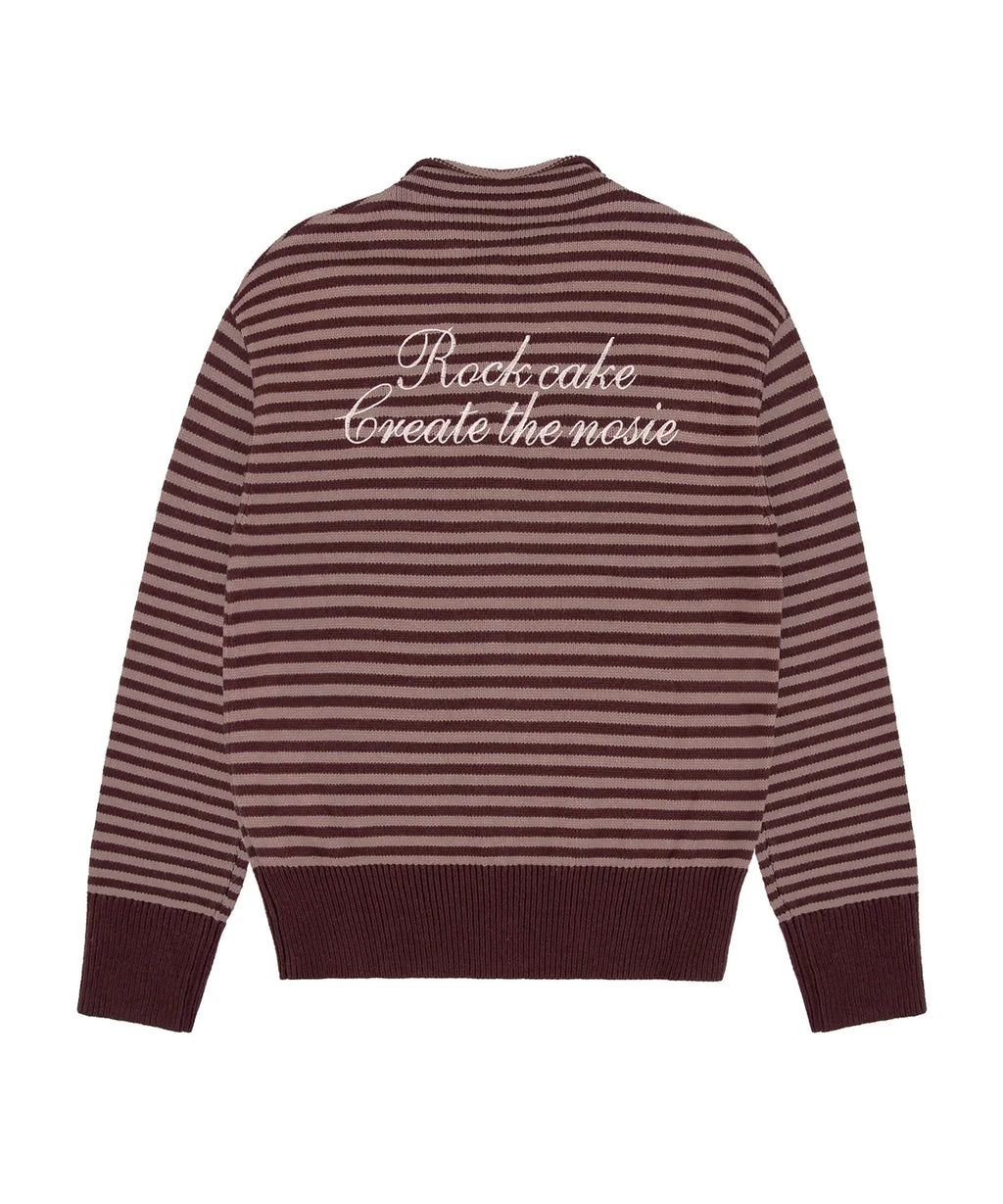 [ Pre-order ] Rockcake Stripe Logo Knit Cardigan