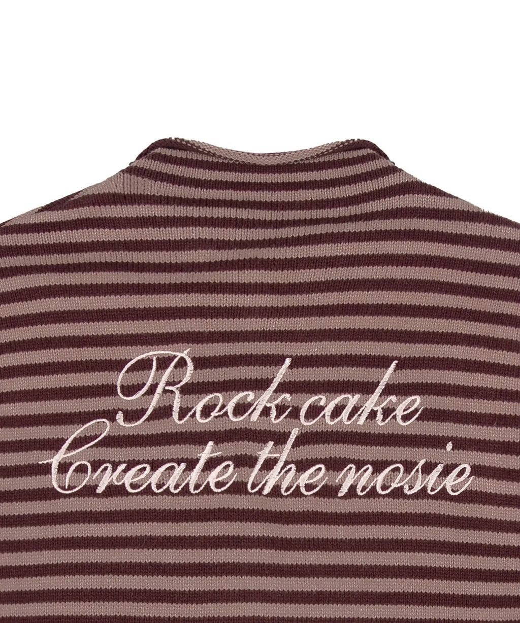 [ Pre-order ] Rockcake Stripe Logo Knit Cardigan