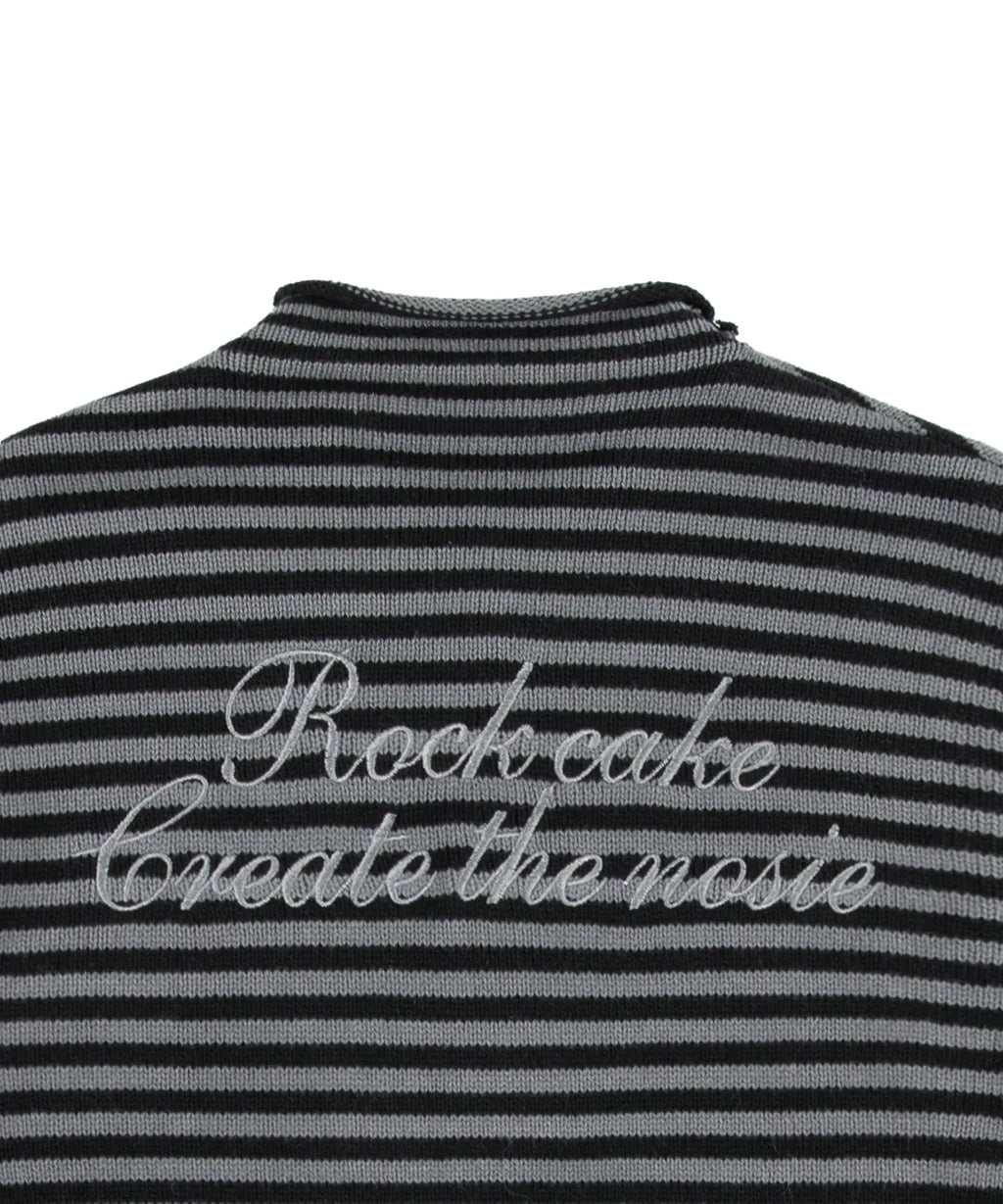 [ Pre-order ] Rockcake Stripe Logo Knit Cardigan