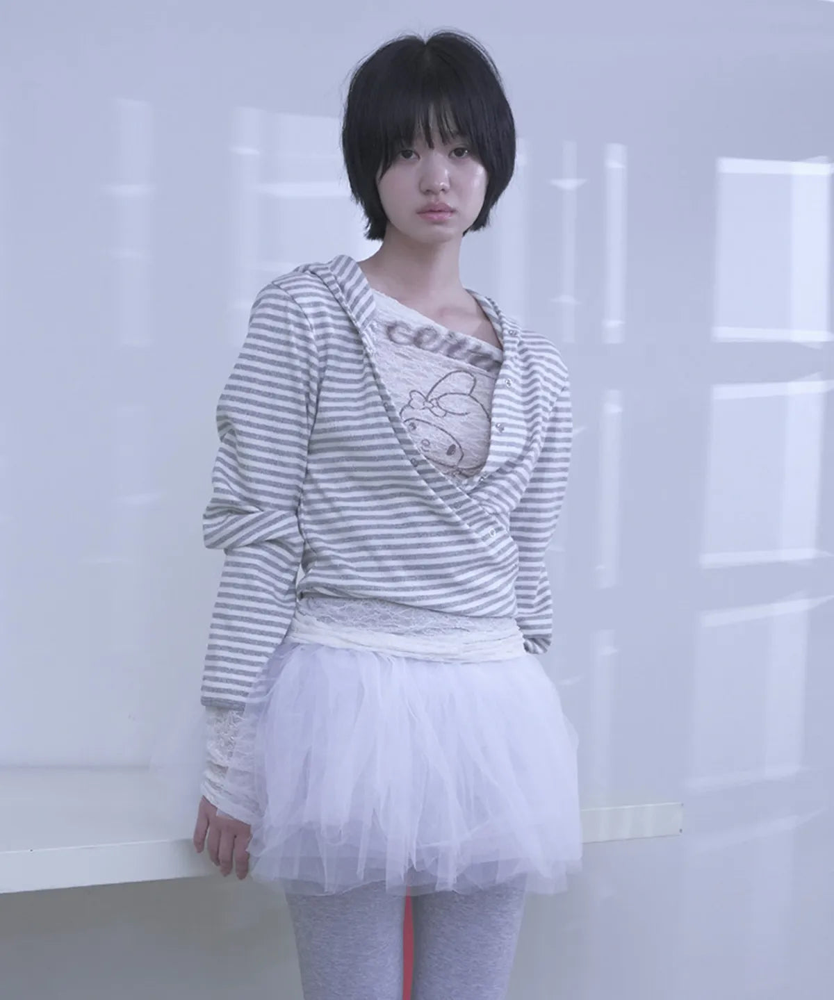 [ Pre-order ] Stripe Wrap Hood Cardigan