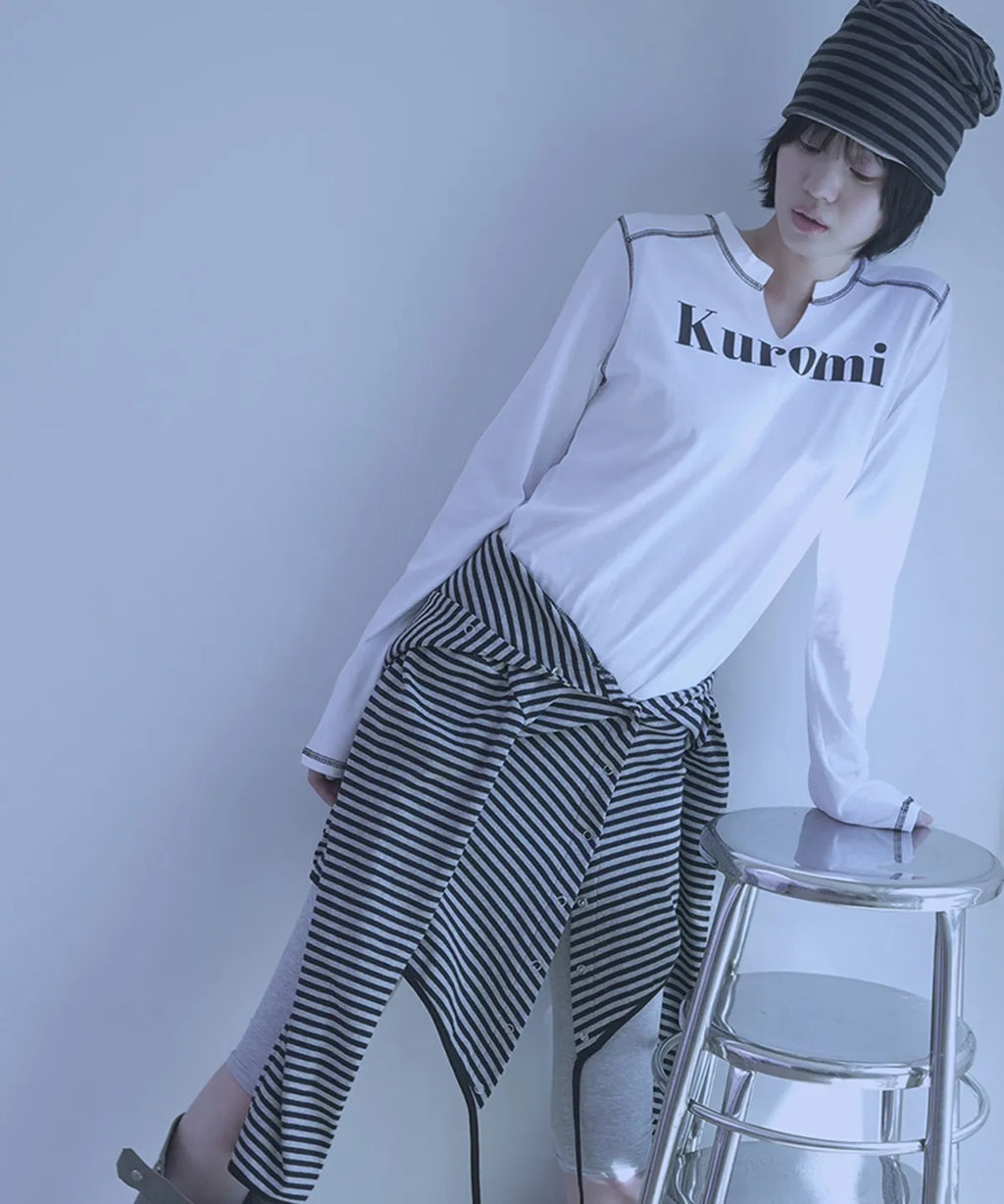 [ Pre-order ] Stripe Wrap Hood Cardigan