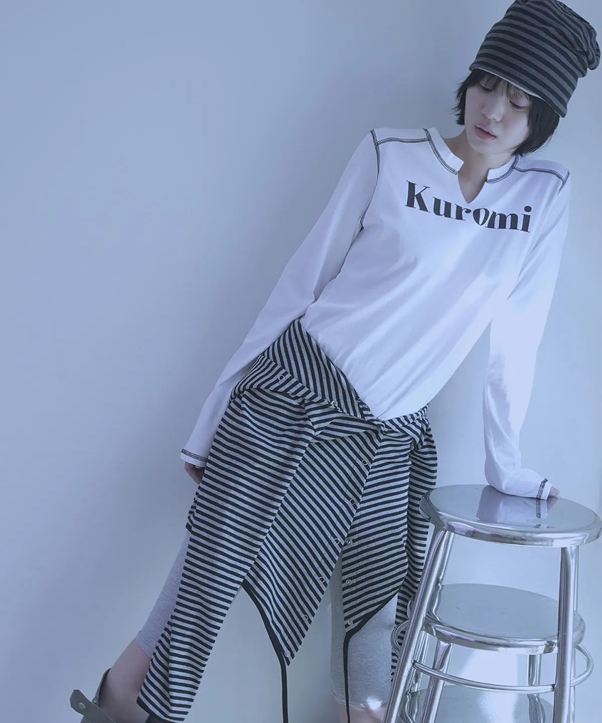 [ Pre-order ] Stripe Wrap Hood Cardigan