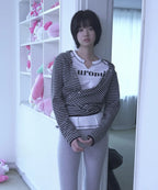 [ Pre-order ] Stripe Wrap Hood Cardigan