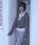 [ Pre-order ] Stripe Wrap Hood Cardigan