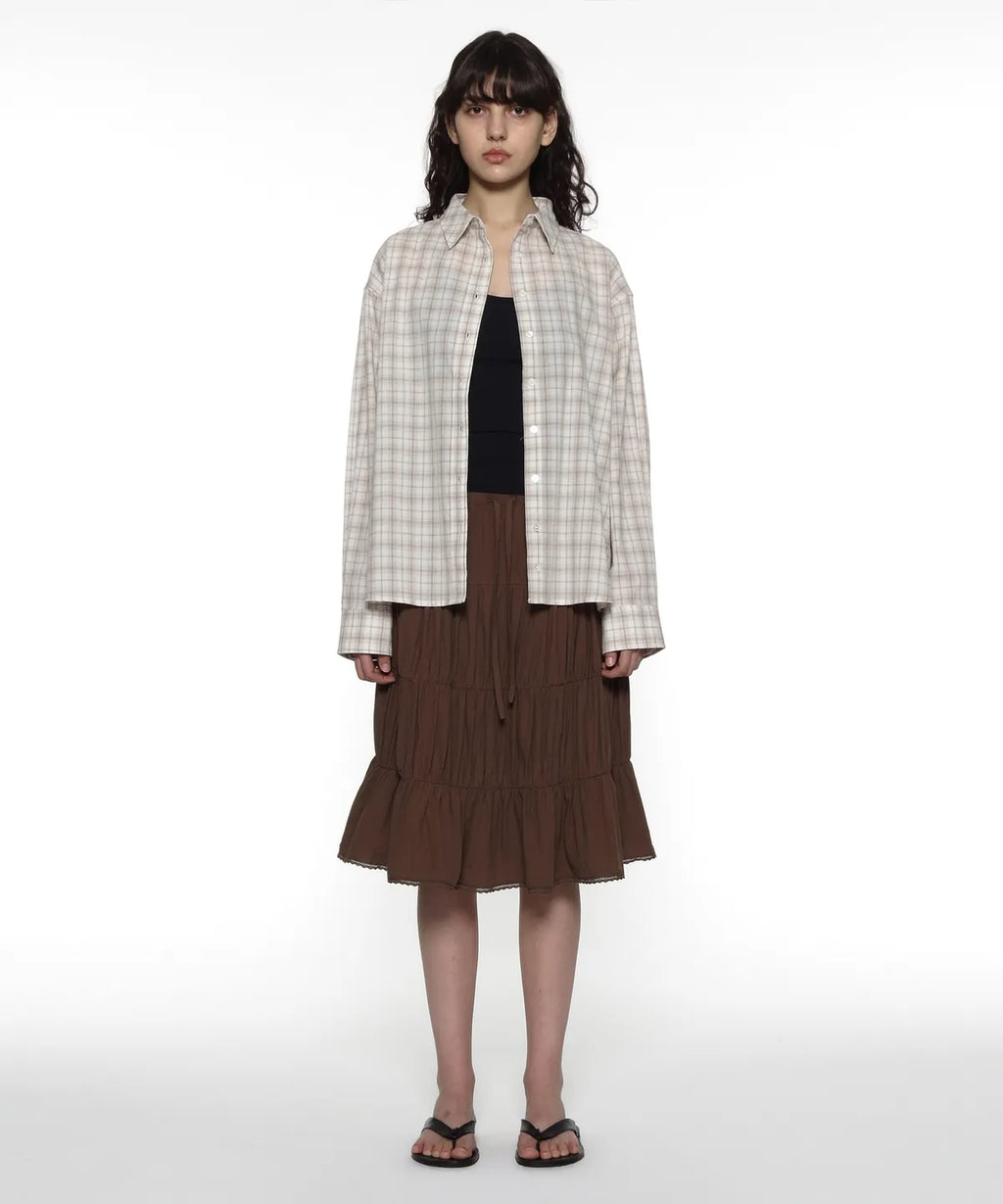 [ Pre-order ] PWC Lace Trim Tiered Mid Skirt