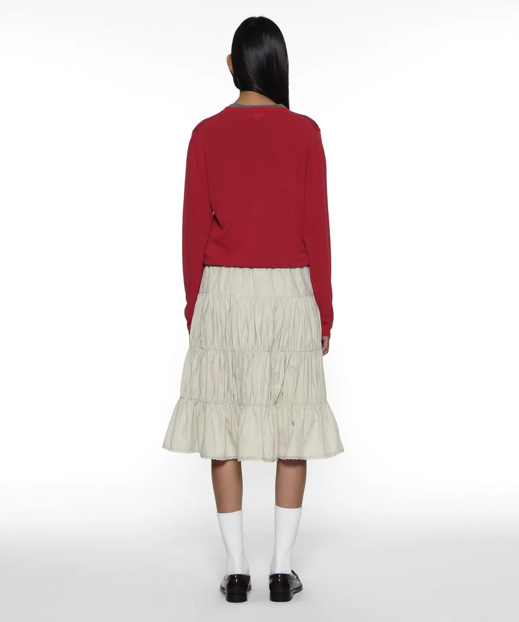 [ Pre-order ] PWC Lace Trim Tiered Mid Skirt