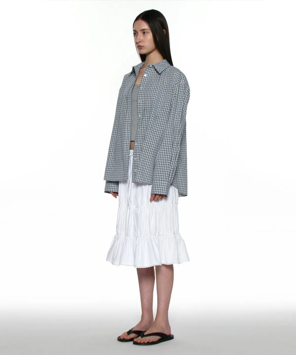 [ Pre-order ] PWC Lace Trim Tiered Mid Skirt