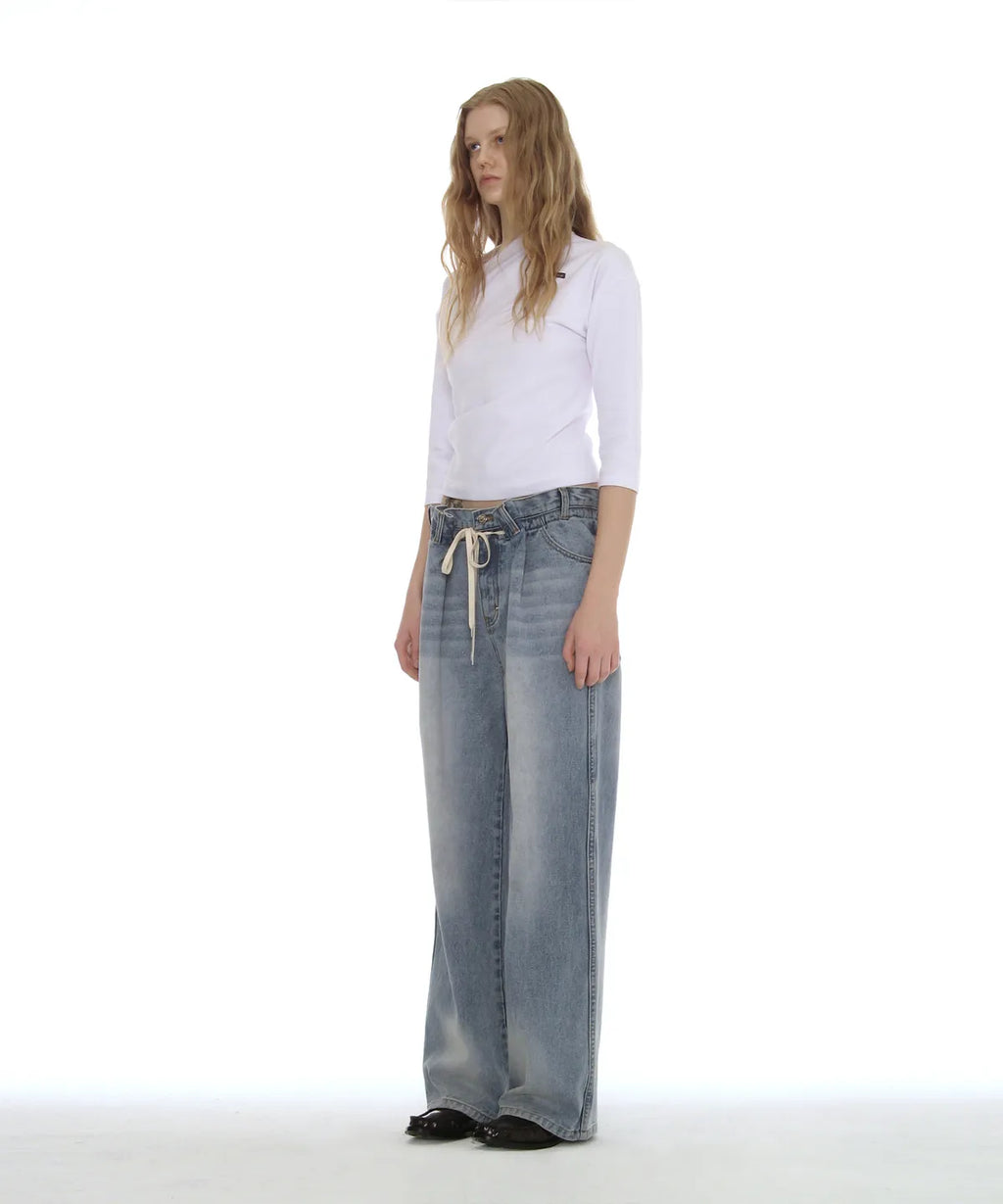 [ Pre-order ] Drawstring Loose Jeans