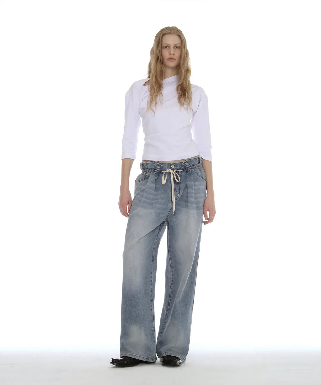 [ Pre-order ] Drawstring Loose Jeans
