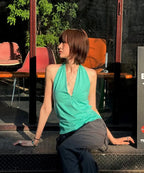 [ 店主極推 Pre-order ] PWC Button-up Jersey Halter Neck Top