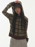 [ Pre-order ] Soft Knit Zip-up Stripe