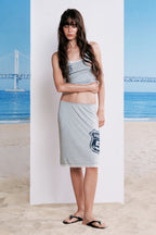 [ Pre-order ] Suburn X Paul Frank Midi Skirt Melange gray