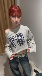 [ 現貨 ] Sculptor Off-Shoulder Cropped Sweatshirt