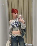 [ 現貨 ] Sculptor Off-Shoulder Cropped Sweatshirt