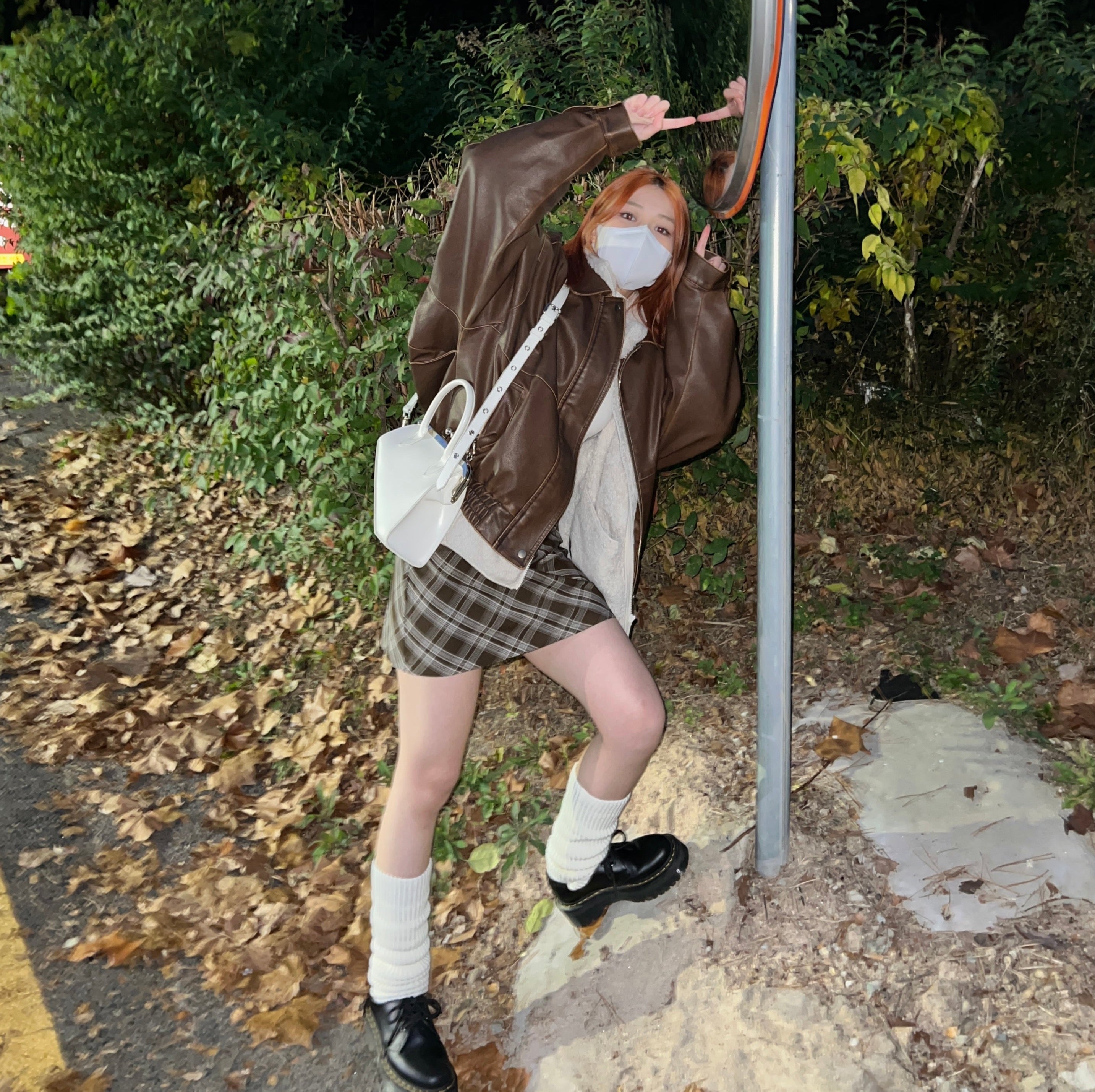 [ KR0367 ]  70s vintage leather jacket