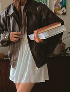 [ KR0367 ]  70s vintage leather jacket