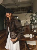 [ KR0367 ]  70s vintage leather jacket