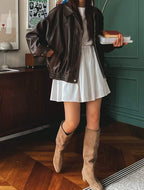 [ KR0367 ]  70s vintage leather jacket