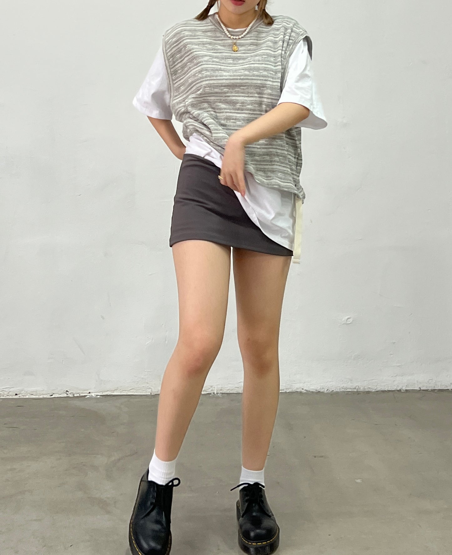[ KR0334 ] UNISEX Mix me knitted tank top