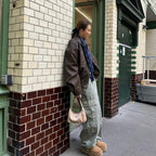 [ KR0367 ]  70s vintage leather jacket