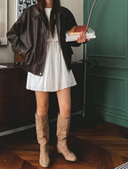 [ KR0367 ]  70s vintage leather jacket